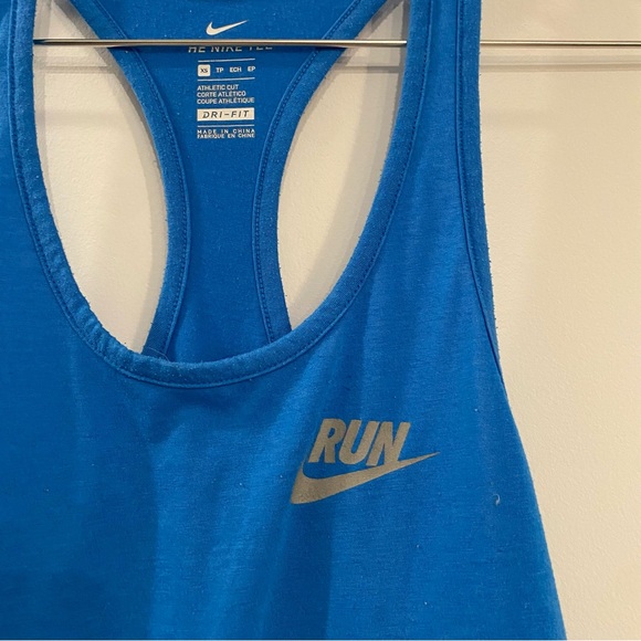 Nike Dark Blue Tie Dye Colorblock Racer Back Tank Top - Picture 3 of 8